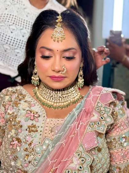 A behind-the-scenes shot of the bride getting ready for her daytime event.