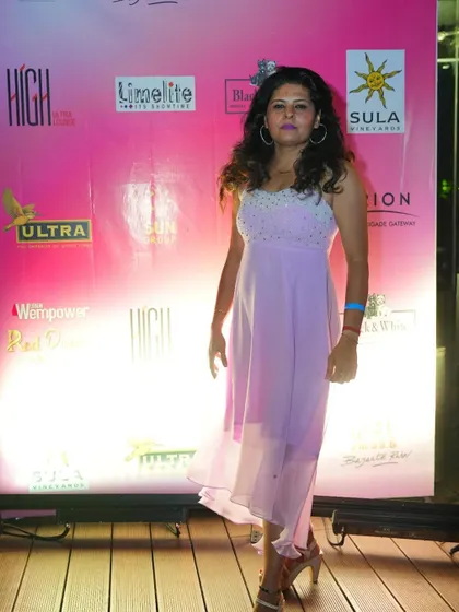 At the Red FM awards in a lavender chiffon dress with a Swarovski-studded bodice.