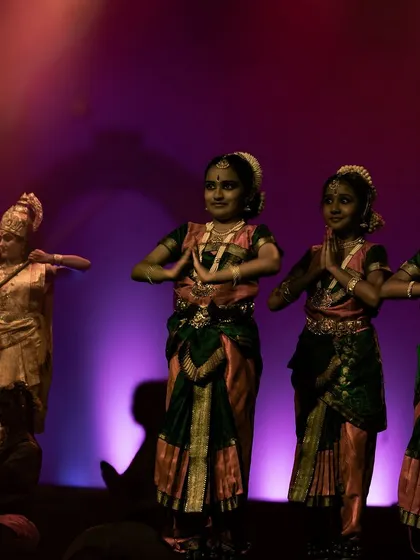 A scene from 'Shakti Stuti' where a young dancer portrays a divine character.