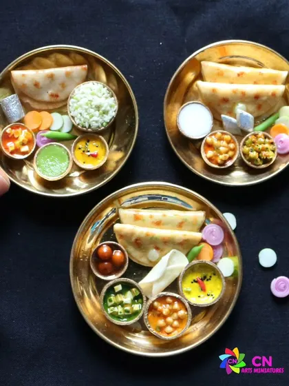 A beautiful collection of three North Indian thalis on a black background.