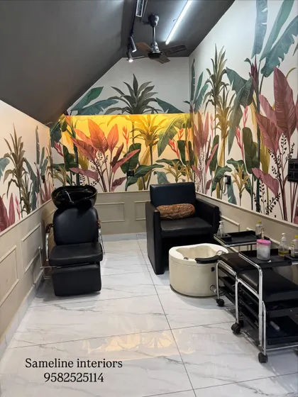 A wider view of the pedicure and shampoo station. We ensure there is enough space for technicians to move around easily while maintaining a cozy and private feel for the client.