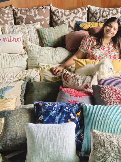 If you're wondering about my obsession with cushions, here's the evidence. To me, they are the final hug for any room, adding that perfect layer of color, texture, and comfort.