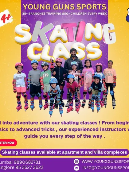 This graphic showcases our skating classes and a happy parent testimonial about the confidence boost it gave their child.