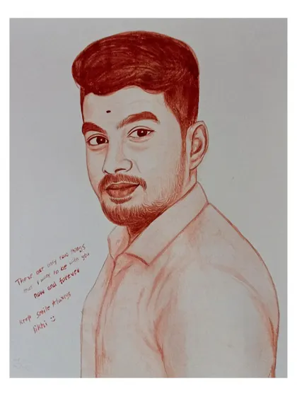 A custom blood portrait with a heartfelt message written on it, turning the artwork into a personal letter.