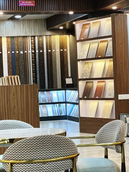 Our display shelves are filled with samples of various laminates and panels, giving you a tactile experience.