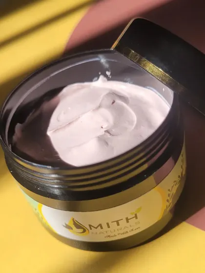 A close-up of my Pink Clay Mask, showing its smooth, creamy texture. This mask helps to restore and replenish skin with moisture while drawing out impurities, leaving your skin bright and balanced.