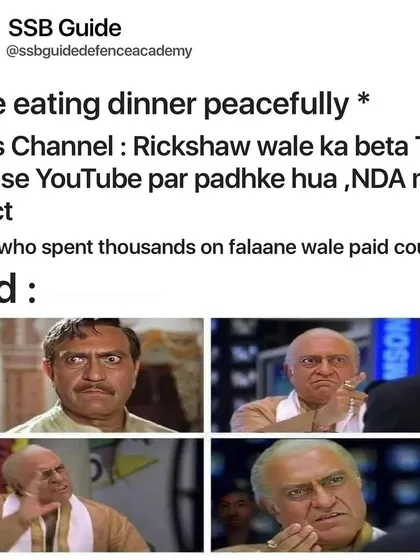 When your dad finds out that the rickshaw driver's son cleared NDA by studying from Team Arpit on YouTube for free. Quality education is what matters, not expensive courses.