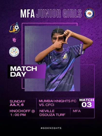 Match day graphic for our junior girls' third match of the league.