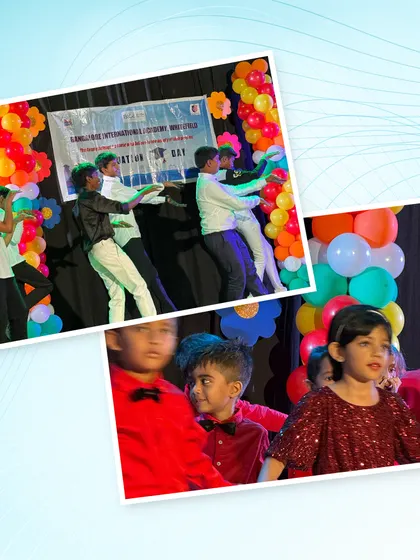 Students engage in a fun tug-of-war performance on stage, while our youngest graduates look on, all part of the day's festivities.