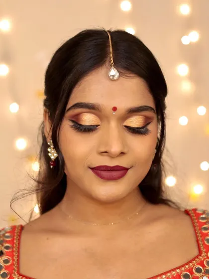 A golden cut crease is a beautiful technique for adding definition and glamour. This look, created for a fashion shoot, is perfect for festive occasions and can be adapted to suit any eye shape.