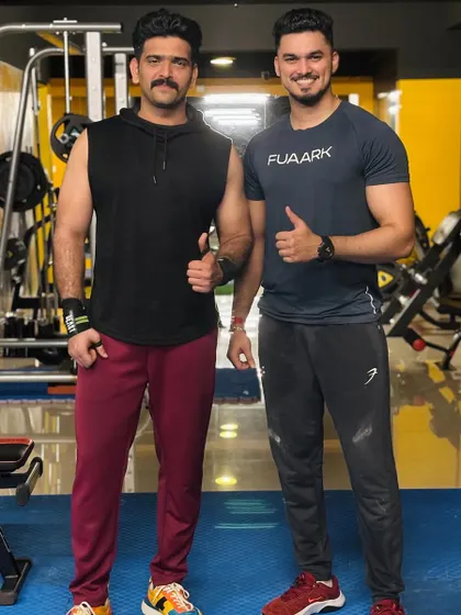 Training with actor Roopesh Shetty. I provide the same level of dedication and expert guidance to all my clients, whether they are celebrities or just starting their fitness journey.