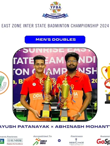 Ayush Patnayak and Abhinash Mohanty winning the Men's Doubles title at the East Zone Inter-State Individual Championship.