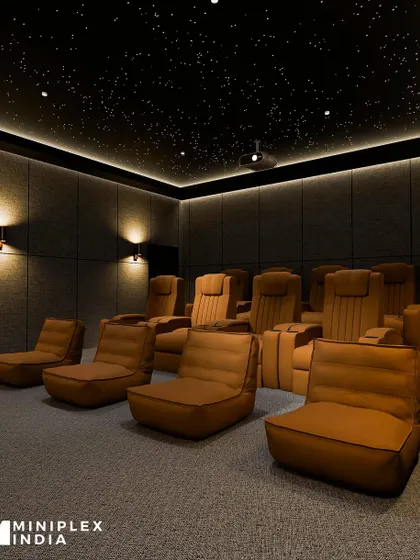 The 'Stellar Luxe' project combines comfortable, low-profile lounge seating in the front with traditional recliners in the back. This setup is perfect for families with diverse seating preferences.