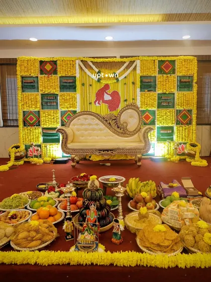 The full setup for the traditional baby shower stage.