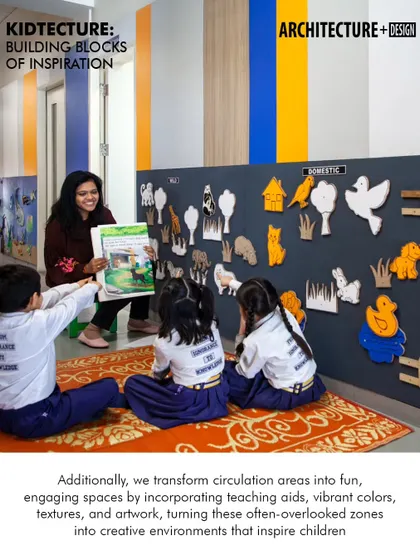We believe learning happens everywhere. Here, a corridor is transformed into an interactive teaching zone with colorful magnetic boards, turning a simple passageway into a fun, engaging space for younger students.