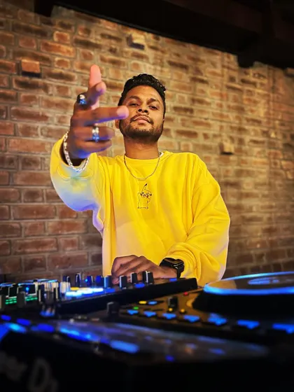 Another version of my gig announcement photo. I'm always ready to jump into the week and onto the decks.