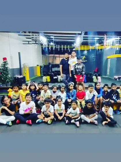 A framed shot of our kids' batch, perfect for sharing. We offer a wide range of classes including Bollywood, Freestyle, and Hip-Hop for all ages.