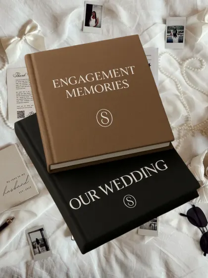 Your story, beautifully bound. We create bespoke albums for every milestone, from your engagement party to the wedding day itself. These aren't just books; they're premium, coffee-table keepsakes designed to hold your most cherished memories.