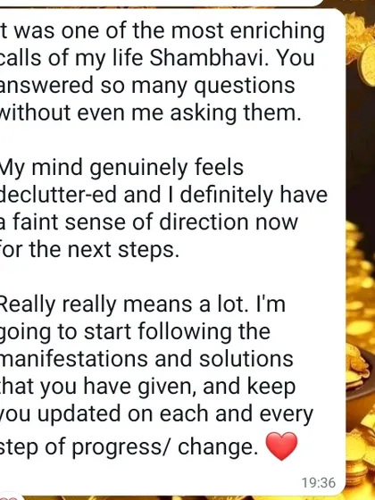 "You answered so many questions without me even asking them." This feedback highlights how a session can declutter the mind and provide a clear sense of direction, even when you don't know where to start.