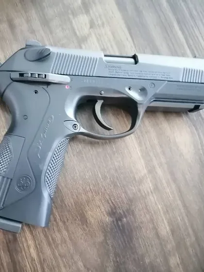 This is a Beretta PX4 Storm CO2 air pistol. While it's more for fun practice, it's a realistic replica that helps in learning the fundamentals of pistol handling and safety.