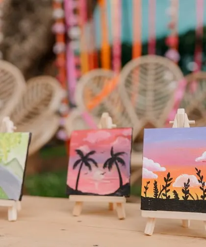 More photos of the hand-painted mini canvases from my wedding. It was so special to give my guests something made with love.