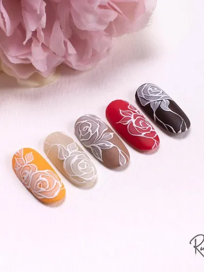 A beautiful collection of hand-painted roses in warm, earthy tones. The matte finish gives them a very sophisticated look.