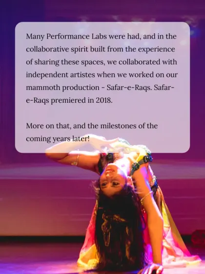 This graphic shows how the collaborative spirit of our Performance Labs led to our mammoth production, "Safar-e-Raqs."