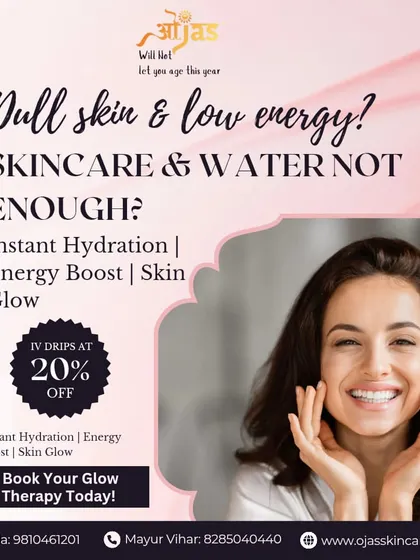 If your regular skincare routine isn't enough to combat dull skin and low energy, our IV Drips can help. They provide instant hydration and an energy boost for a glow that comes from within. Book your glow therapy today at 20% off.