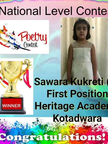 Congratulations to the first-place winner of our National Level Poetry Contest. Her recitation stood out to our judges.