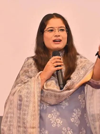 Engaging with the audience during a motivational speech.