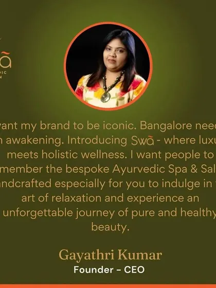 I wanted my brand to be iconic, a place where luxury meets holistic wellness. Swã is a bespoke Ayurvedic Spalon, handcrafted for you to experience an unforgettable journey of pure and healthy beauty.