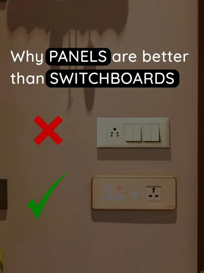 A graphic comparing a traditional switchboard with a sleek smart panel, highlighting the aesthetic improvement.