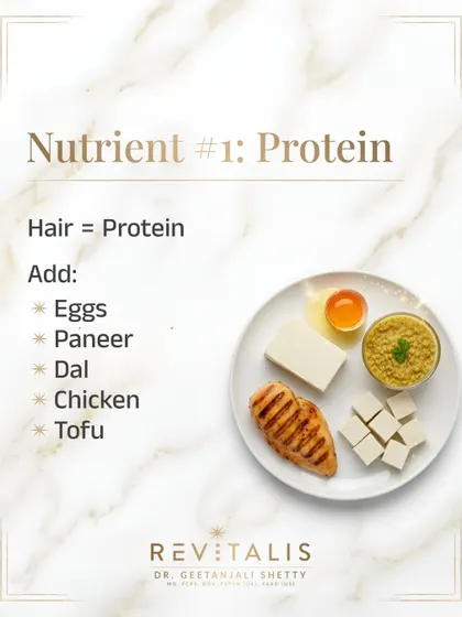 Your hair is literally made of protein. If you are not consuming enough protein through foods like eggs, paneer, dal, or chicken, your hair follicles won't have the necessary building blocks for strong growth.