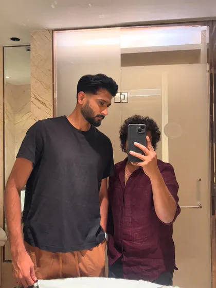 A profile view of Khaleel Ahmed's new haircut.