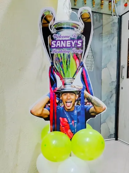 We can create custom cutouts for any theme, like this one for a football-themed party.