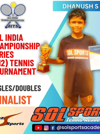 An outstanding performance by Dhanush at the AITA Nationals Championship Series, reaching the singles finals in the U12 category. His progress is a joy to watch.