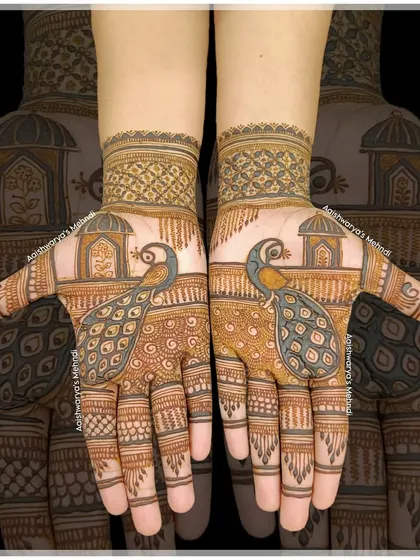 A symmetrical peacock design, perfect for a party or festival. Notice the clean lines and the use of negative space to make the peacocks stand out.