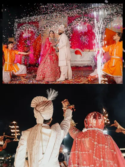 A collection of dramatic moments from the wedding ceremony. We use creative angles and effects like sparklers and fire torches to make every moment feel larger than life.
