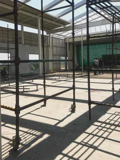 Another view of the construction site, where sunlight sculpts the space before our design does.