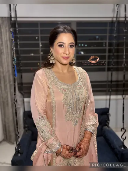 A final shot of the happy client. This hairstyle is a wonderful choice for any pre-wedding celebration.