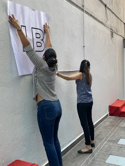 Setting up the "I belong here" mural for Kinara Capital. It all starts with a blank wall and a big idea. I love turning office spaces into meaningful canvases for team expression.