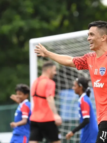 A big smile from the legend himself. Sunil Chhetri enjoys the fun and games at the BFC Open House.