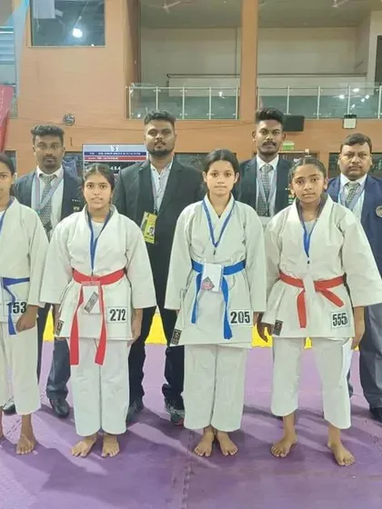 Our female competitors ready for action at the national karate championship.
