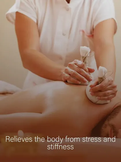 Our warm potli massage is not just for the face. This traditional therapy is also used on the body to relieve stress, release muscle stiffness, and promote overall relaxation and wellness.