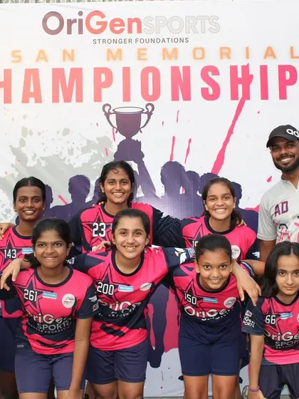 Our U19 girls' team posing with their coach at the Hasan Memorial Championship. This event provides a great platform for our older players to showcase their talent.