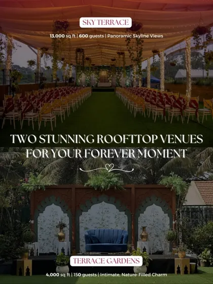 I offer two distinct rooftop venues to match your vision. Choose the sprawling Sky Terrace for a grand affair with panoramic city views, or the lush Terrace Garden for a more intimate, nature-filled gathering.