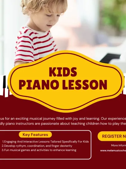 Our kids' piano lessons are designed to be interactive and fun. We use musical games and activities to teach rhythm, coordination, and finger dexterity, making learning an exciting adventure.