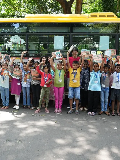 Our hearts are full. We brought our 'Jungle Jugalbandi' book reading to life for these incredible young readers on our Sound Space on Wheels bus.