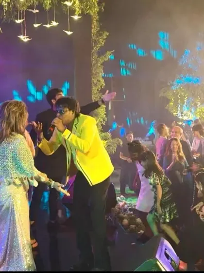 Sharing the mic and the stage with wedding guests. It's their special day, and I love making them the stars of the show.