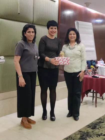 Receiving a gift after my session. It was an honor to be among such enterprising women.